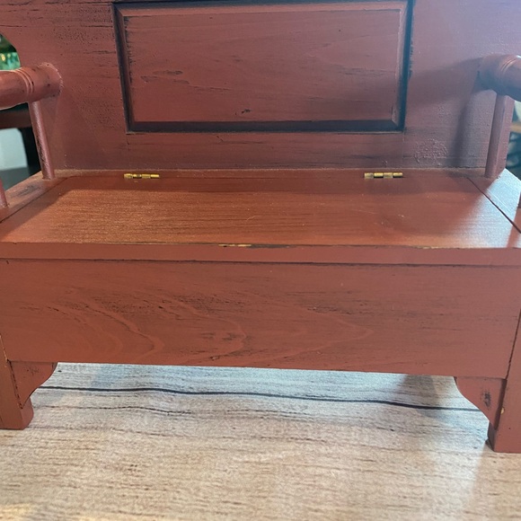 Rustic Wooden Dollhouse Bench with Storage - Picture 2 of 9